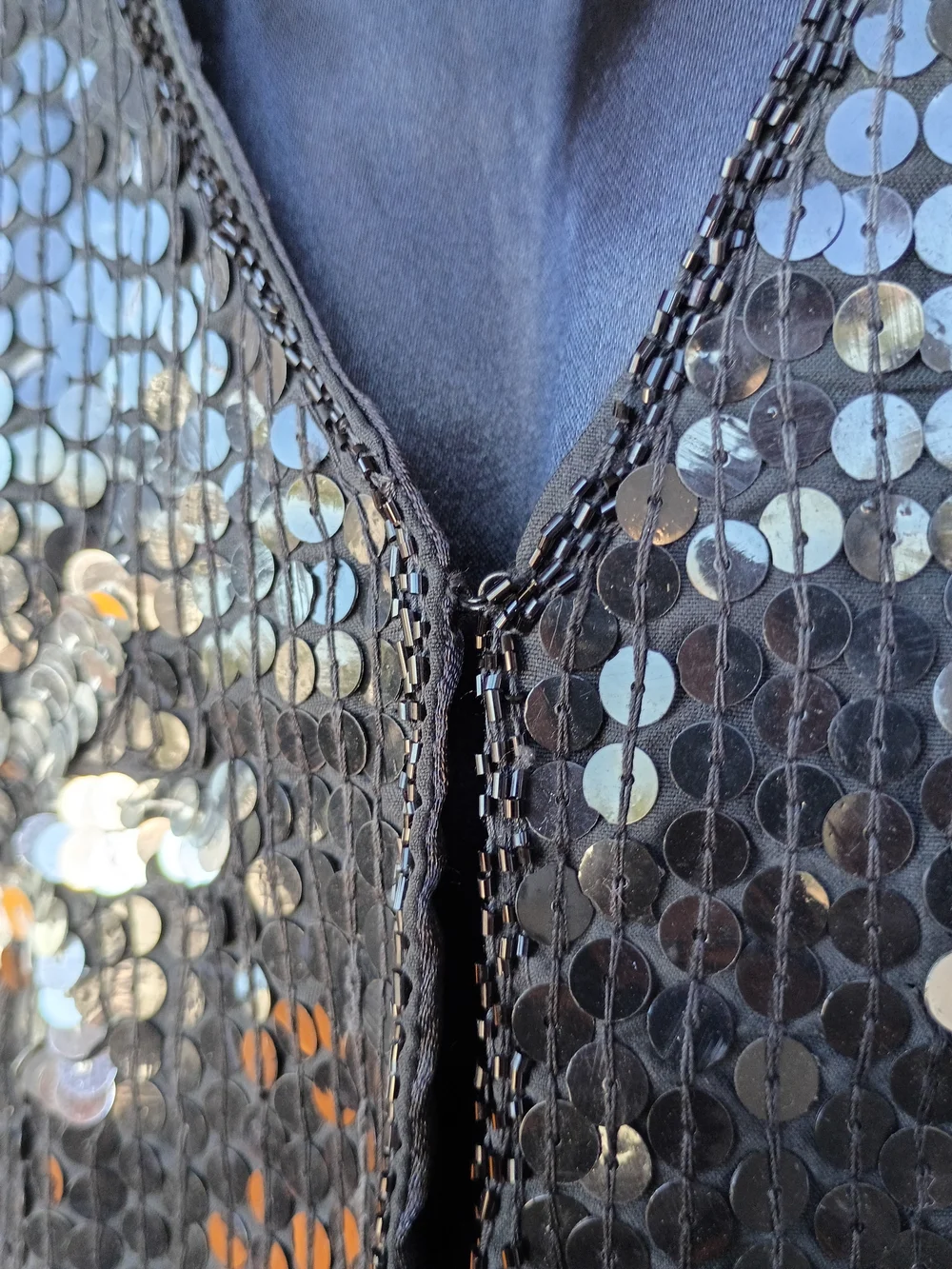 Vintage AJNY Black Sequin Vest